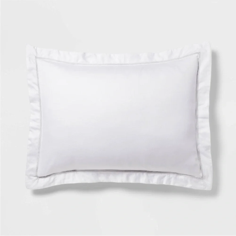 THRESHOLD NWT luxe embroidered border duvet cover & sham set -white -king